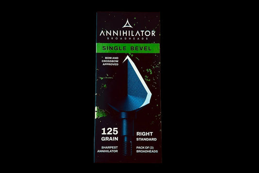 Annihilator Broadheads Single Bevel 125 – 1" Cut, Right or Left Rotation, 3-Pack