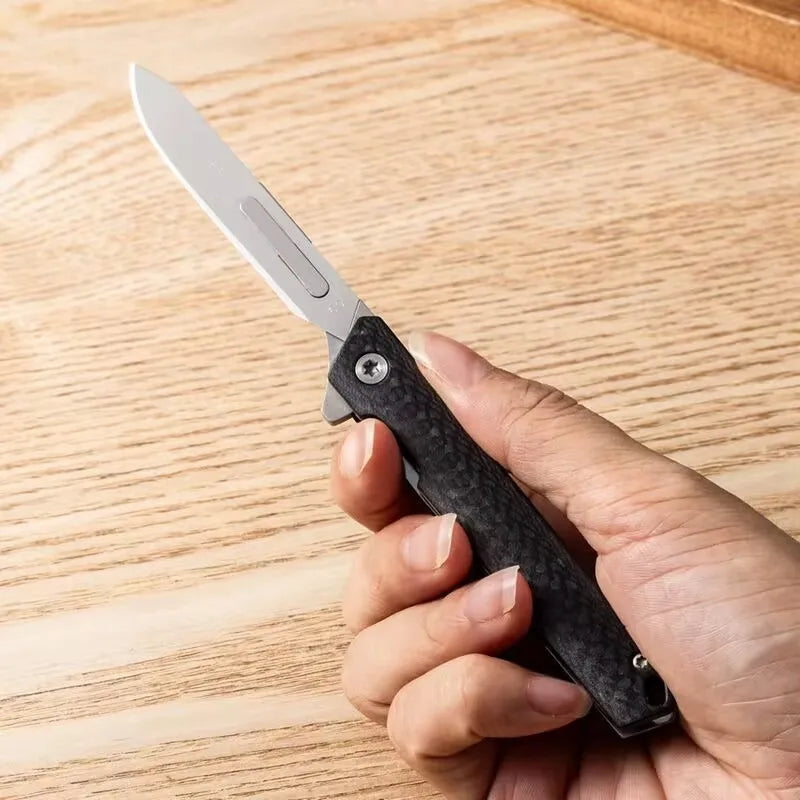 Carbon Fiber Folding Knife – Stainless Steel Blade, EDC Utility Knife