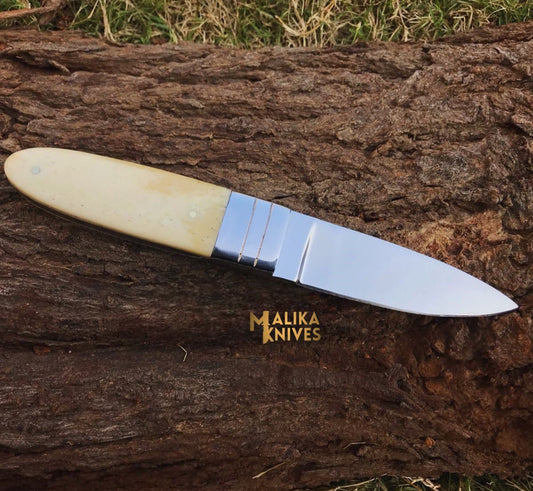 Needle Point Hunting Knife | D2 Steel | Camel Bone Handle