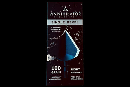 Annihilator Broadheads Single Bevel 100 – 1" Cut, Right or Left Rotation, 3-Pack