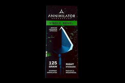 Annihilator Broadheads Single Bevel 125 – 1" Cut, Right or Left Rotation, 3-Pack