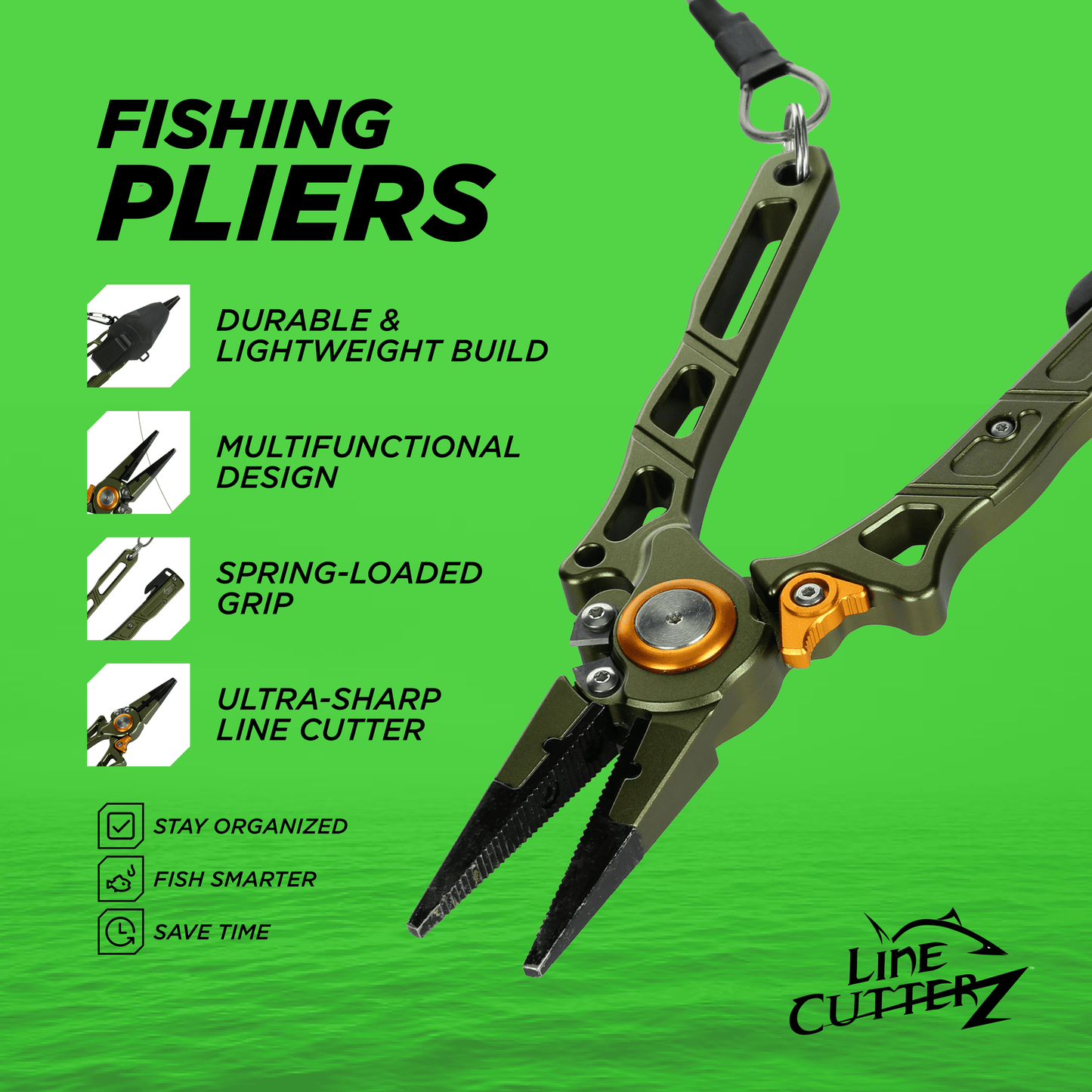 Line Cutterz Elite Pliers – Integrated Ceramic Blade, Tungsten Carbide Cutters, Standard or Split Ring Tip