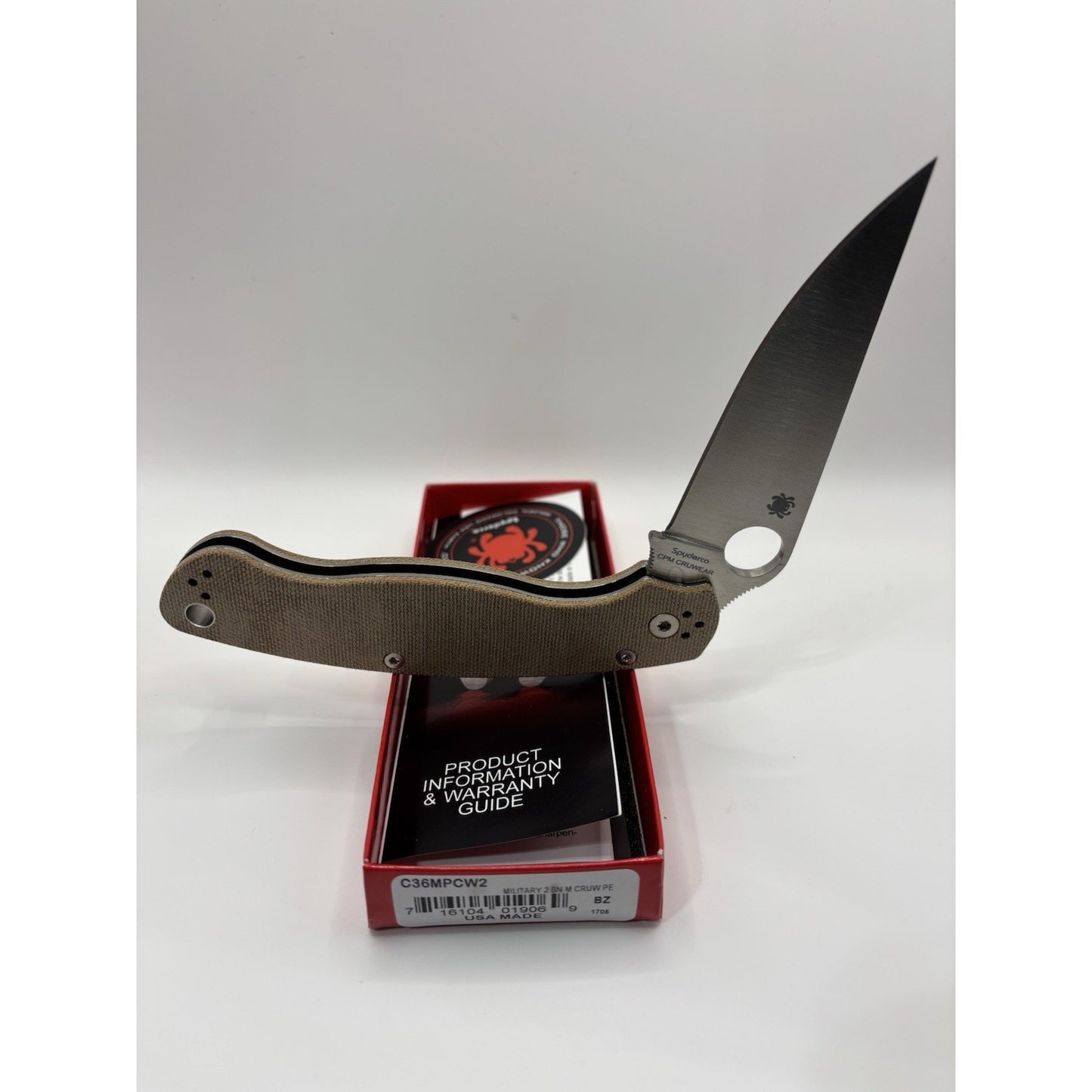 Spyderco Military 2 CPM CRU-WEAR Brown Micarta EDC Folding Knife