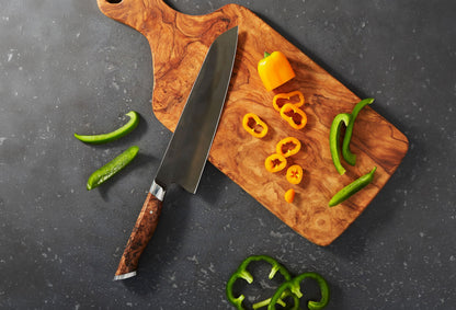 STEELPORT 8" Chef Knife | American 52100 Carbon Steel | Oregon Maple Burl Handle