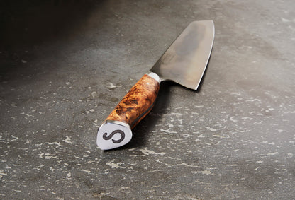 STEELPORT 8" Chef Knife | American 52100 Carbon Steel | Oregon Maple Burl Handle