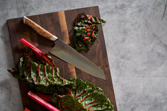 STEELPORT 8" Chef Knife | American 52100 Carbon Steel | Oregon Maple Burl Handle