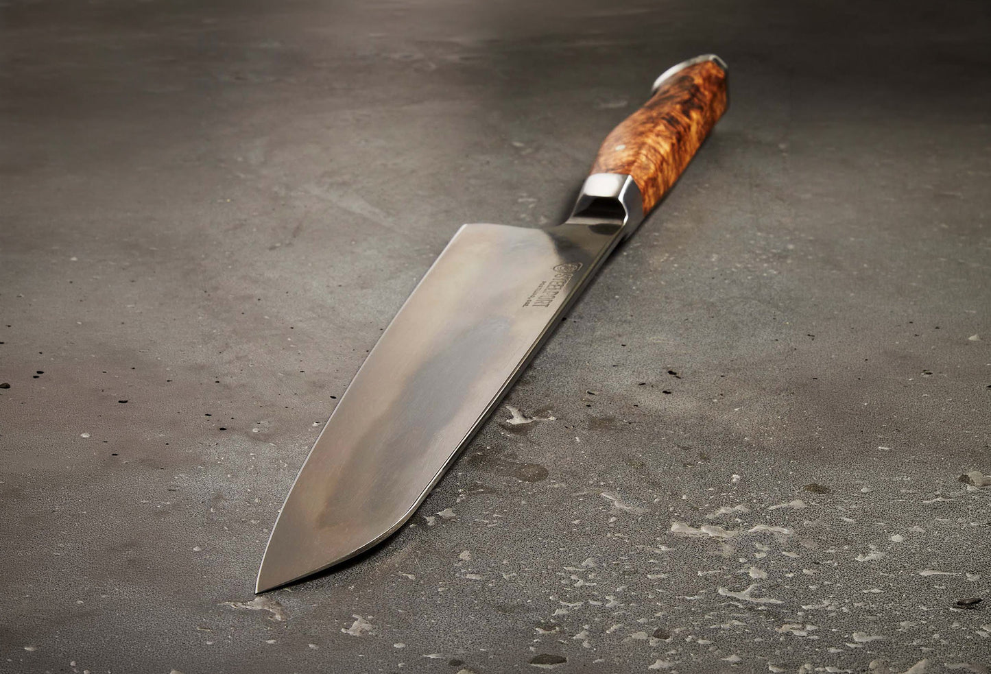 STEELPORT 8" Chef Knife | American 52100 Carbon Steel | Oregon Maple Burl Handle