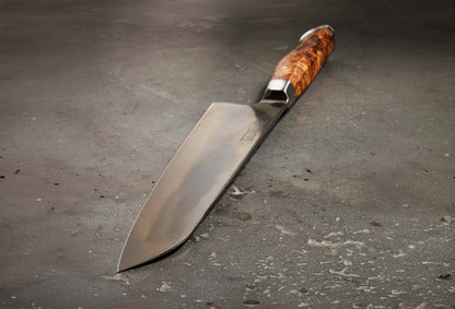 STEELPORT 8" Chef Knife | American 52100 Carbon Steel | Oregon Maple Burl Handle