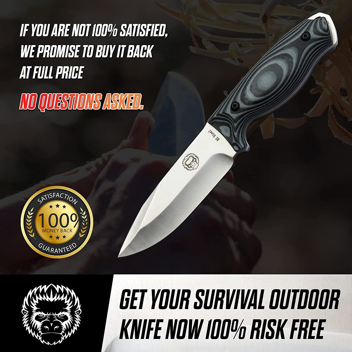"The Silverback" Full Tang D2 Outdoor Camping Knife Gift Set