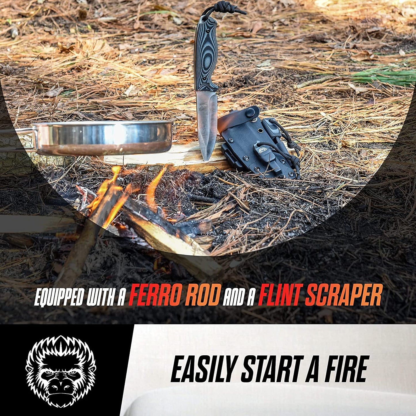 "The Silverback" Full Tang D2 Outdoor Camping Knife Gift Set