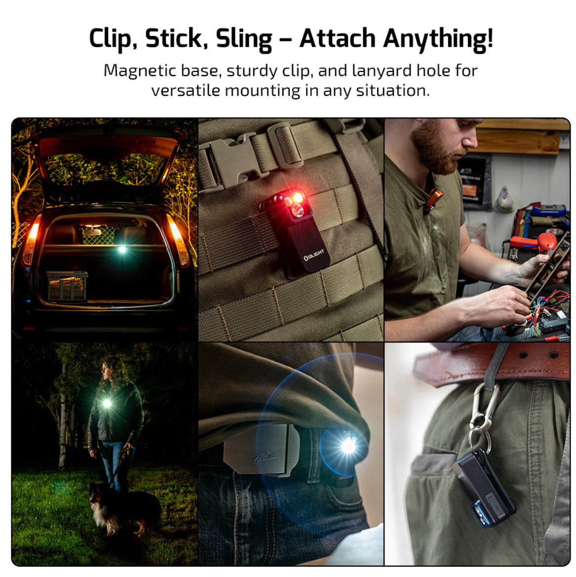 Olight Oclip Pro Clip Light – Flood, Spot & Red Modes | 500 Lumens | USB-C Rechargeable