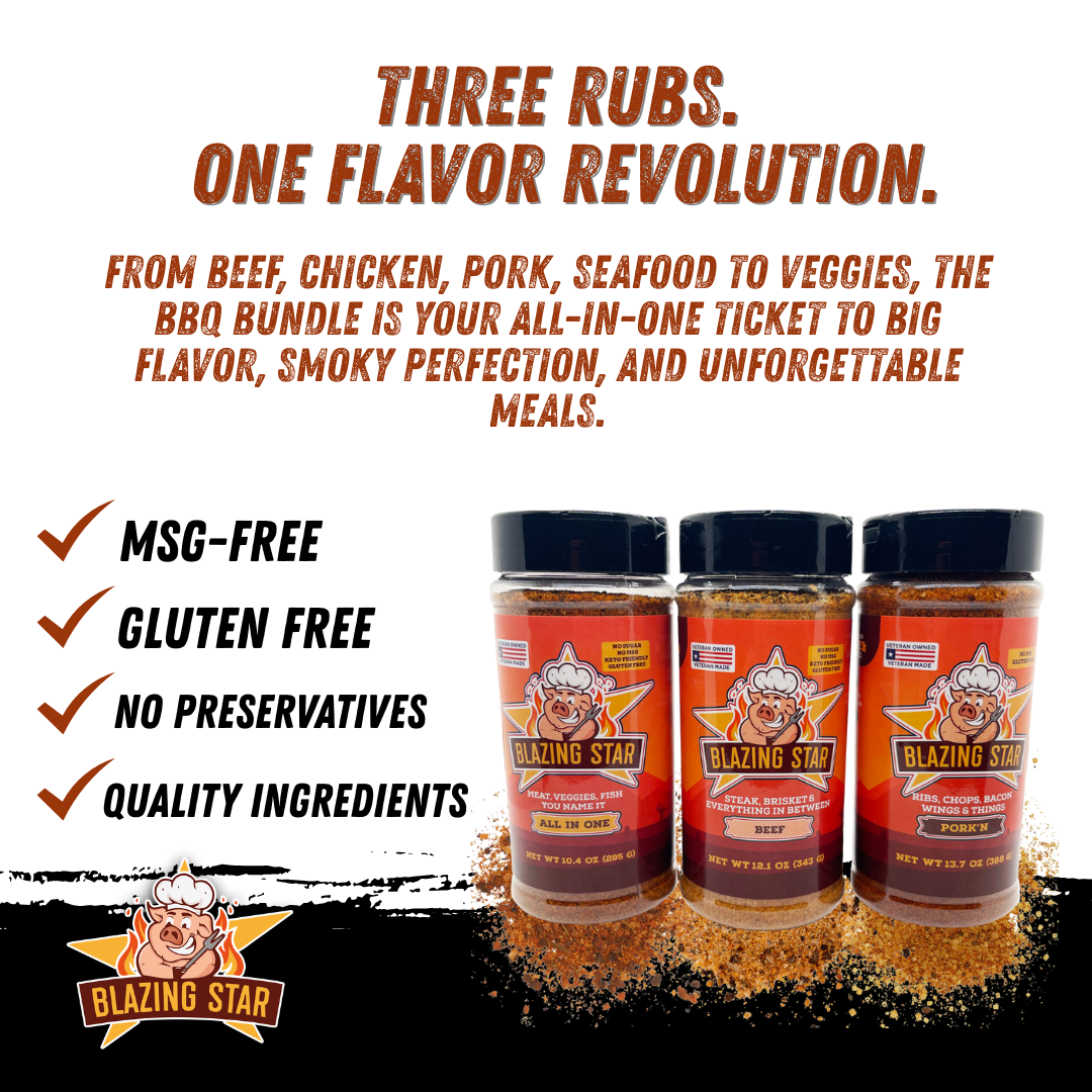 Blazing Star BBQ Barbecue Bundle – 3-Pack Seasoning Rub Set