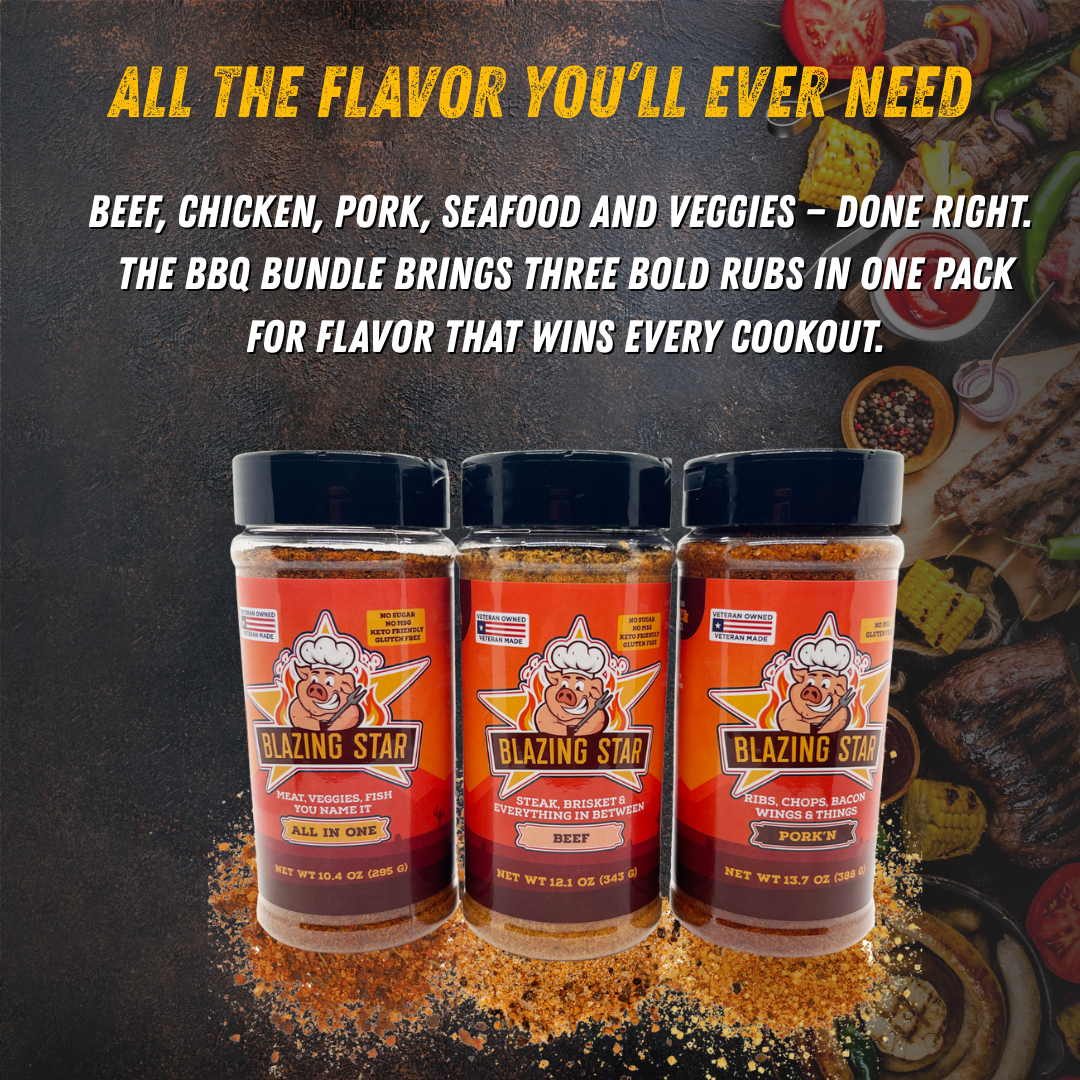 Blazing Star BBQ Barbecue Bundle – 3-Pack Seasoning Rub Set