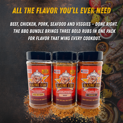 Blazing Star BBQ Barbecue Bundle – 3-Pack Seasoning Rub Set