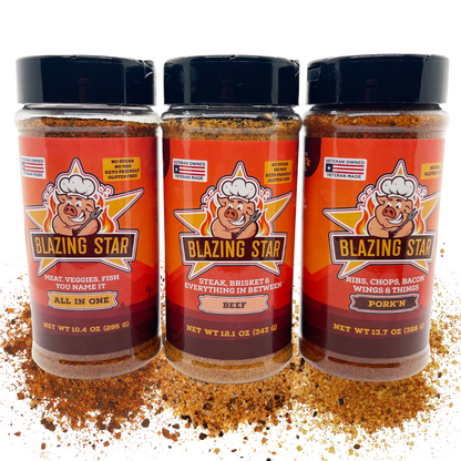 Blazing Star BBQ Barbecue Bundle – 3-Pack Seasoning Rub Set