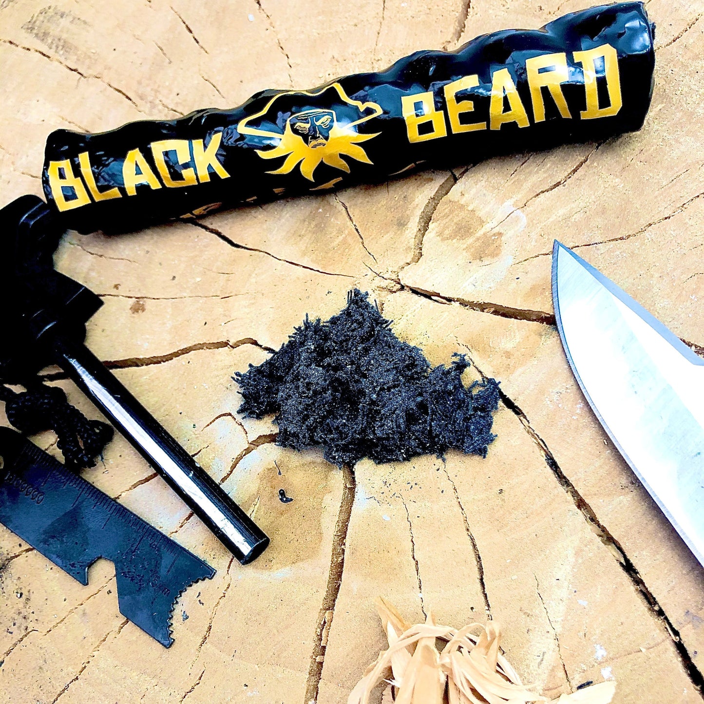 Black Beard Fire Starter Tinder | Waterproof & Windproof | 50+ Fires | Made in USA