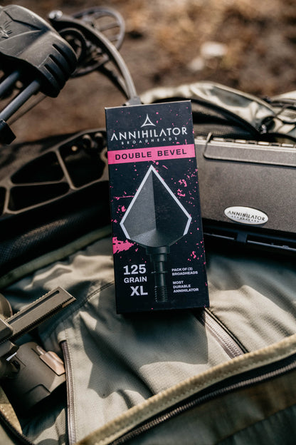 Annihilator Broadheads Double Bevel XL 125 – 1-1/16" Cut, Single-Piece Steel, 3-Pack