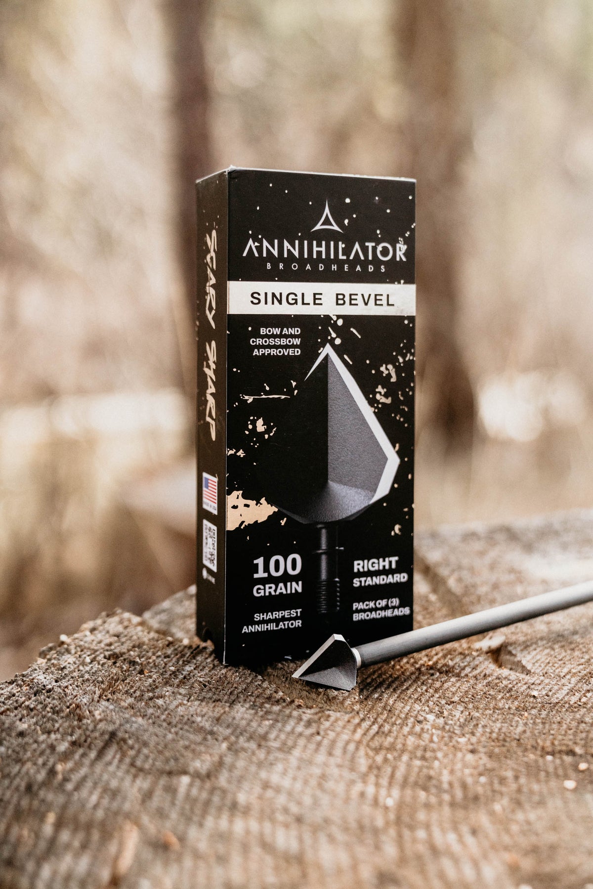 Annihilator Broadheads Single Bevel 100 – 1" Cut, Right or Left Rotation, 3-Pack