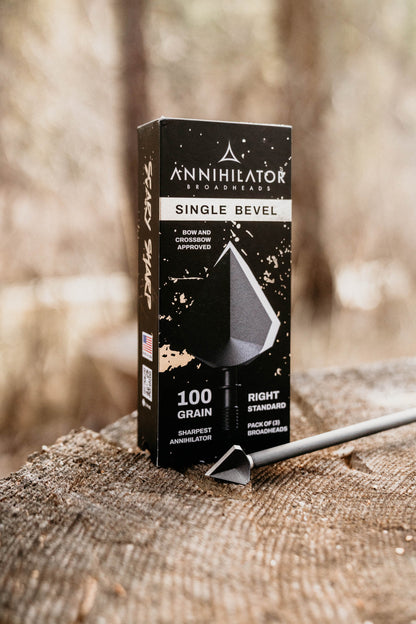 Annihilator Broadheads Single Bevel 100 – 1" Cut, Right or Left Rotation, 3-Pack