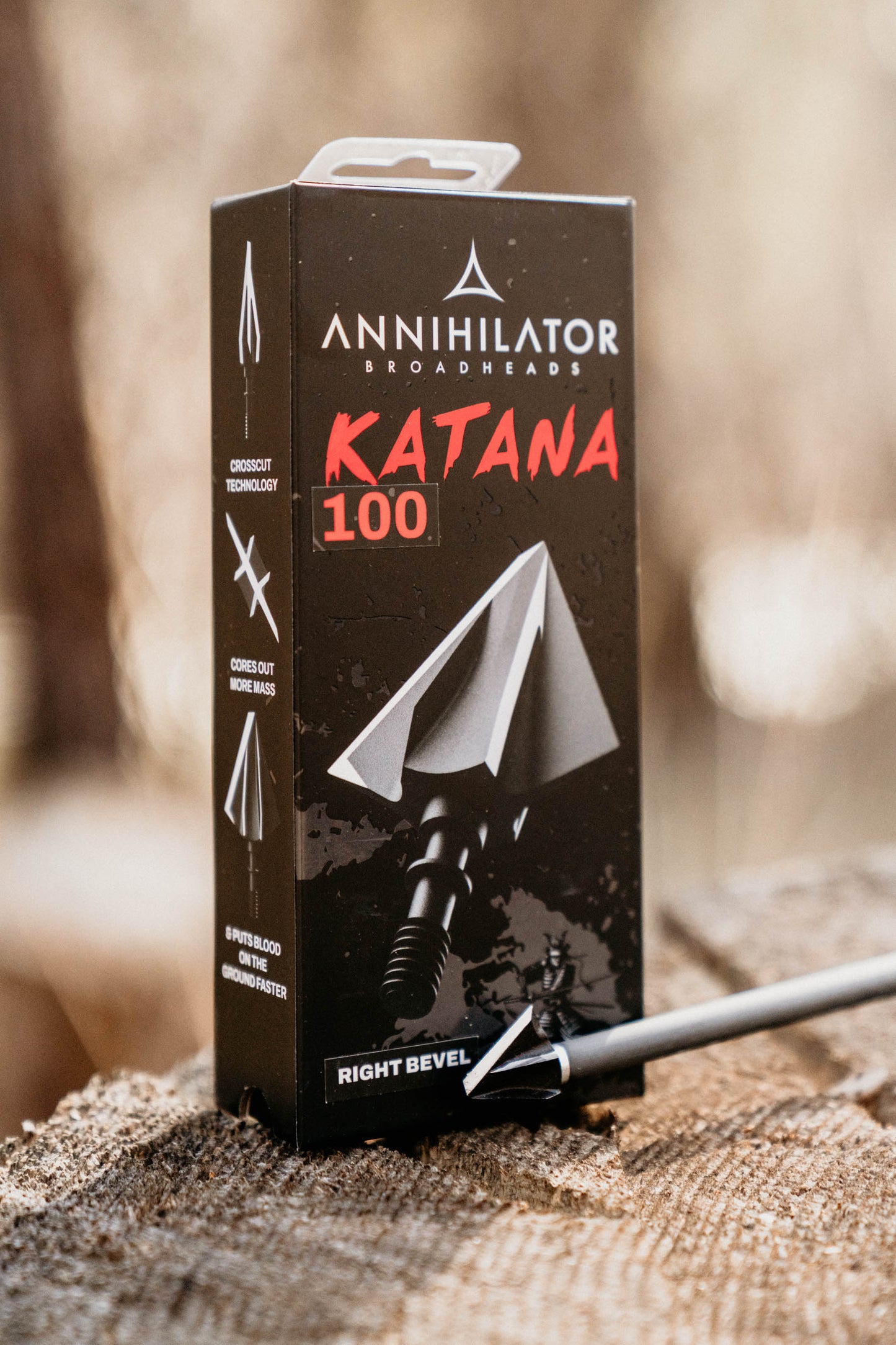 Annihilator Broadheads Katana 100 – Two-Blade Fixed Broadhead, Right or Left Bevel, 3-Pack