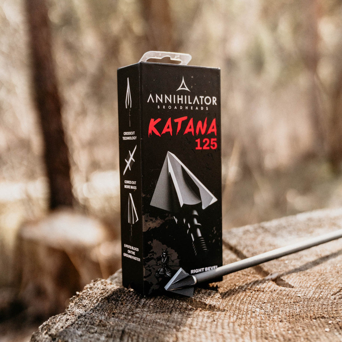 Annihilator Broadheads Katana 125 – Two-Blade Fixed Broadhead, Right or Left Bevel, 3-Pack