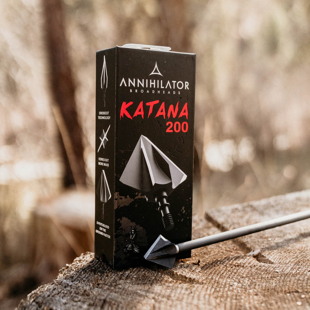 Annihilator Broadheads Katana 200 – Two-Blade Fixed Broadhead, Heavy Arrow Setup, 3-Pack