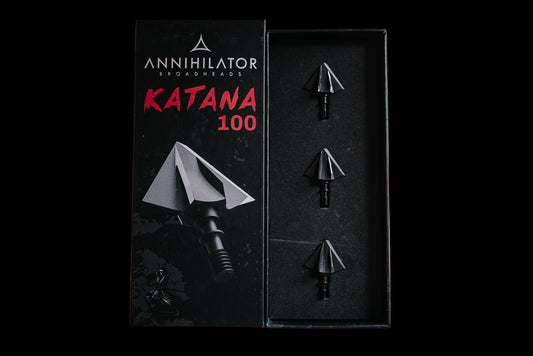 Annihilator Broadheads Katana 100 – Two-Blade Fixed Broadhead, Right or Left Bevel, 3-Pack