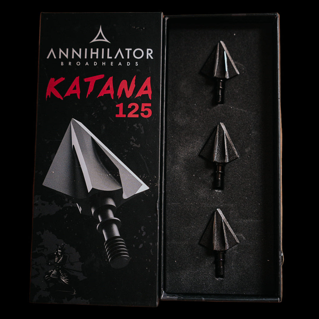Annihilator Broadheads Katana 125 – Two-Blade Fixed Broadhead, Right or Left Bevel, 3-Pack