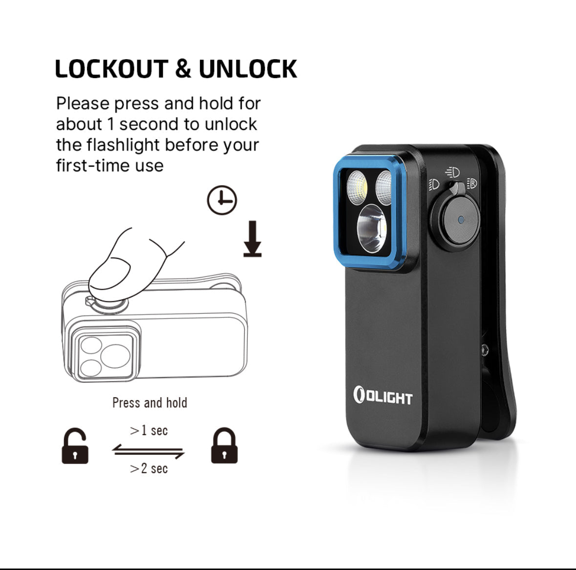 Olight Oclip Pro Clip Light – Flood, Spot & Red Modes | 500 Lumens | USB-C Rechargeable