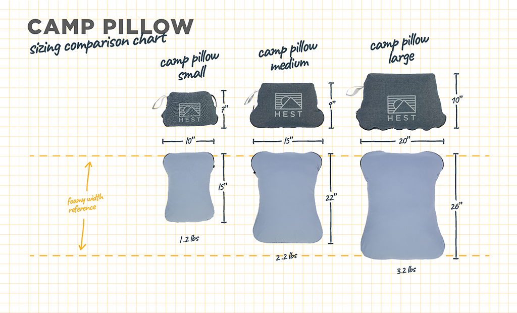 HEST Camp & Travel Pillow | Memory Foam | Packs Into Itself