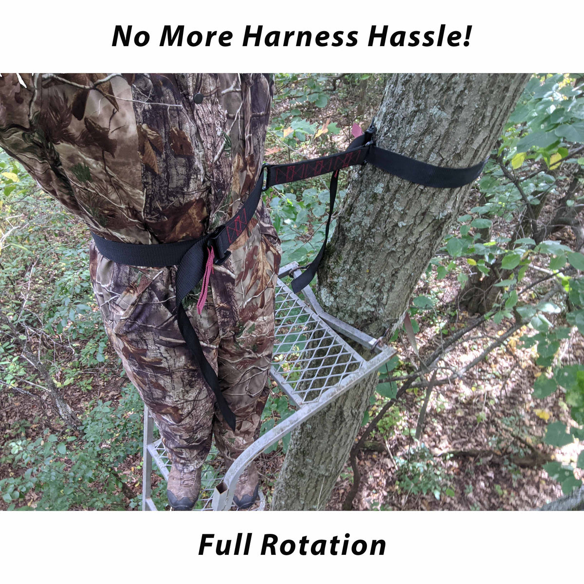 Silent Slide Adjustable Hunter Safety Belt – Quiet 360° Tree Stand Harness, USA Made
