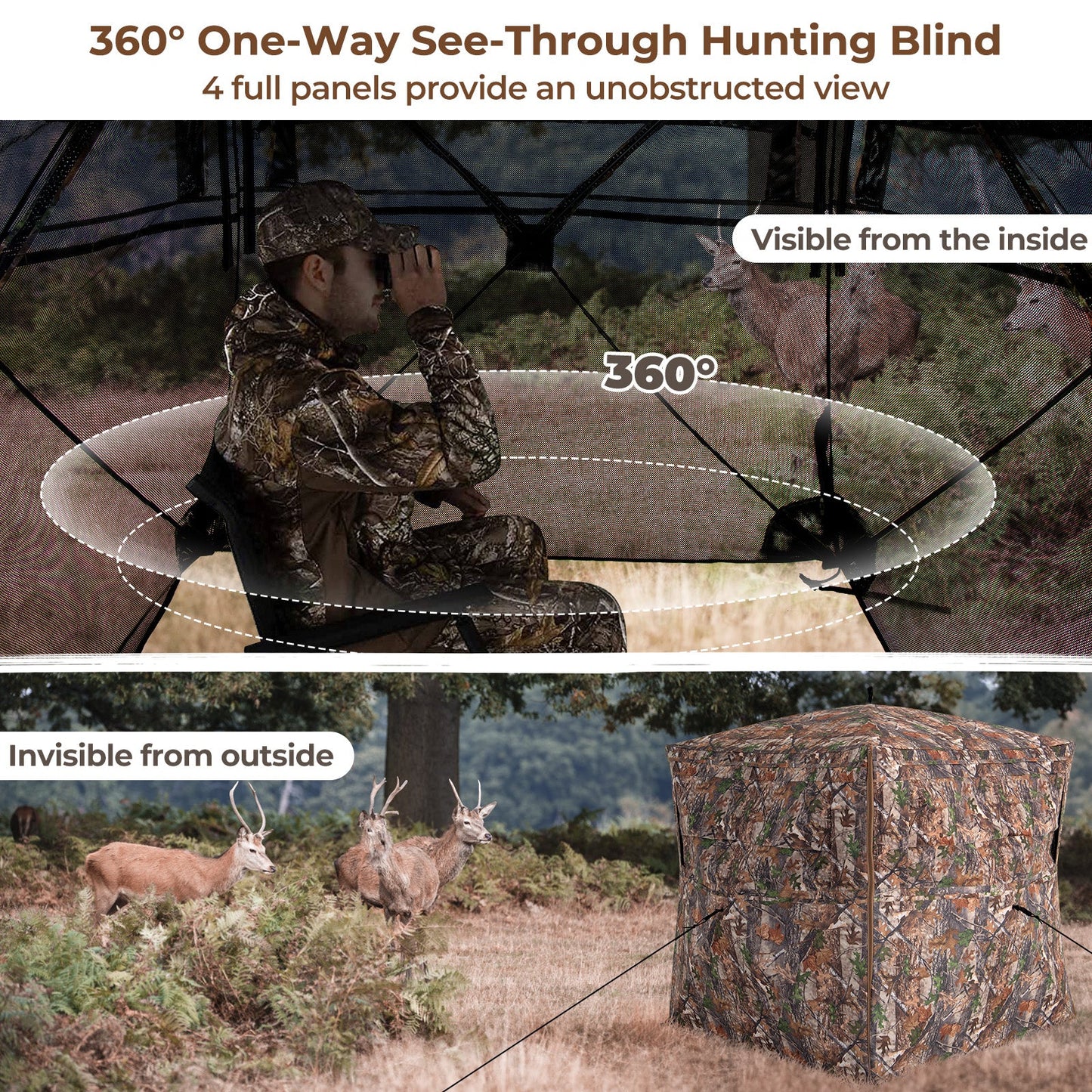DirectDeals 360° One-Way See-Through Hunting Blind – 2-3 Person