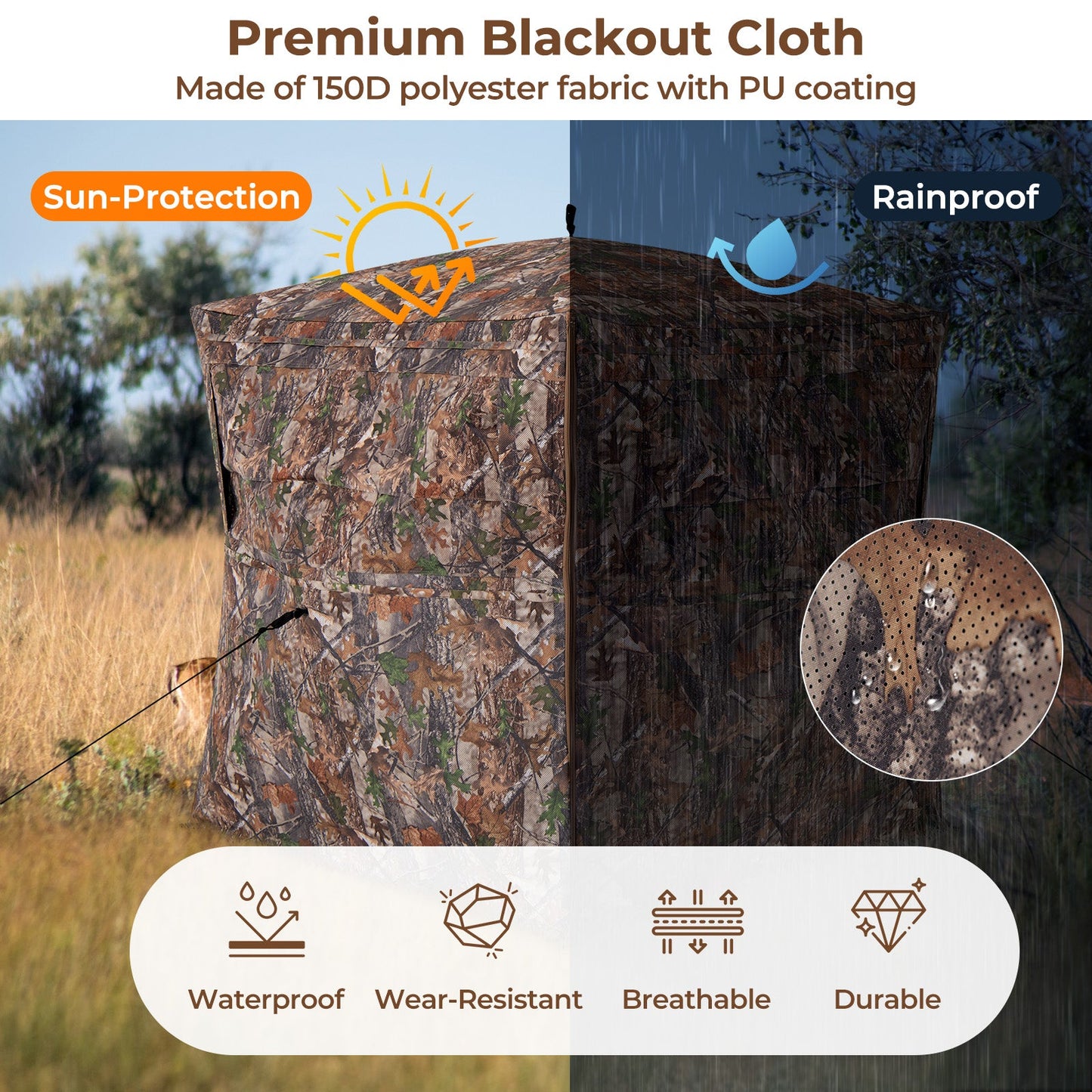 DirectDeals 360° One-Way See-Through Hunting Blind – 2-3 Person
