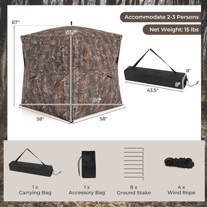 DirectDeals 360° One-Way See-Through Hunting Blind – 2-3 Person
