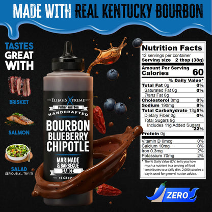 Elijah's Xtreme Bourbon Blueberry Chipotle BBQ Sauce & Marinade – 15.3 oz