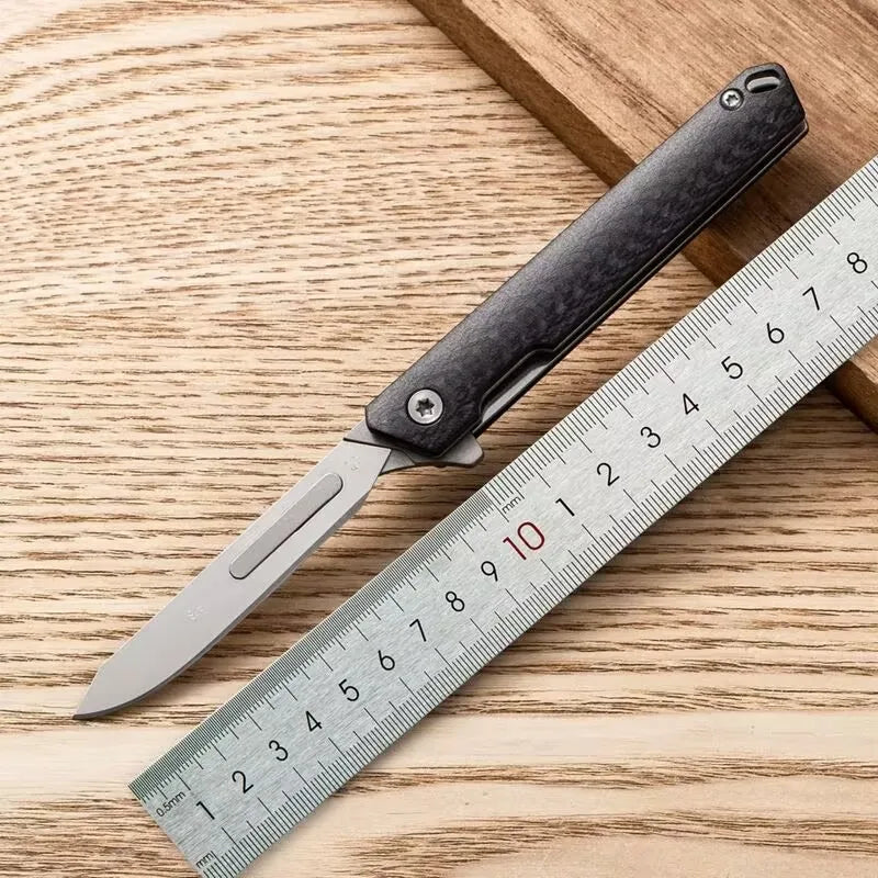 Carbon Fiber Folding Knife – Stainless Steel Blade, EDC Utility Knife