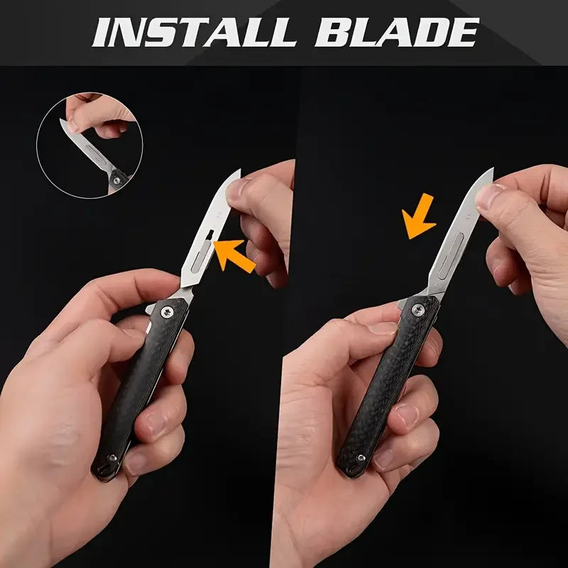 Carbon Fiber Folding Knife – Stainless Steel Blade, EDC Utility Knife