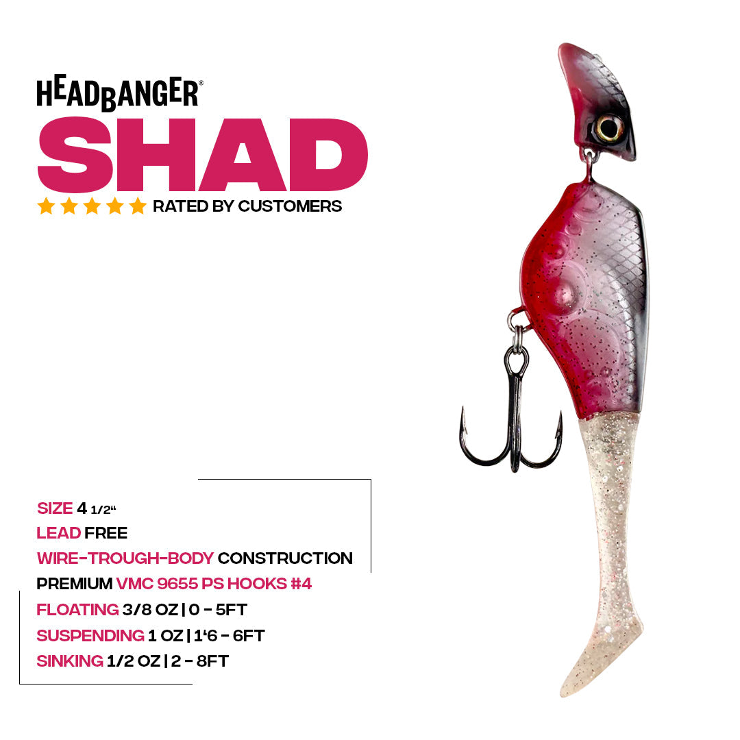 Headbanger Lures Headbanger Shad 4.5" Swimbait – Floating, Suspending & Sinking
