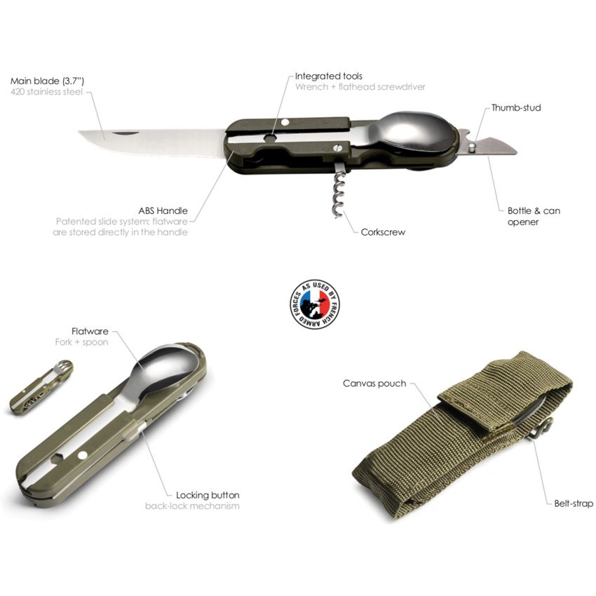 Bivouac French Army Camp Knife | Multi-Tool Folding Knife | Made in France