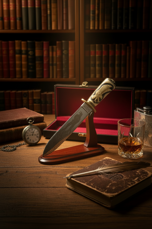 Bob Hardin Custom Bowie Knife 1989 – Scrimshaw Eagle, Serial No. 5 of 25