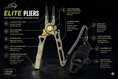 Line Cutterz Elite Pliers – Integrated Ceramic Blade, Tungsten Carbide Cutters, Standard or Split Ring Tip