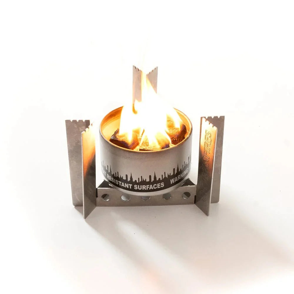 City Bonfires Camping & Cooking Accessory Pack | Camp Stove, Skewers, Lighter & Lid Buddy