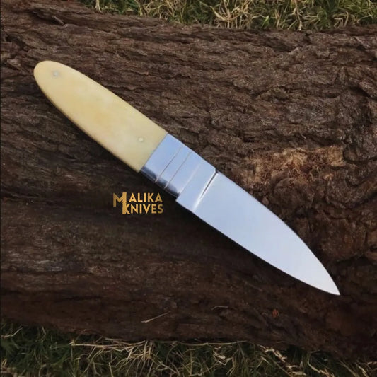 Needle Point Hunting Knife | D2 Steel | Camel Bone Handle