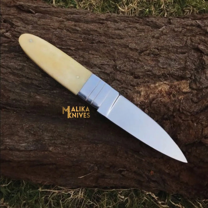 Needle Point Hunting Knife | D2 Steel | Camel Bone Handle