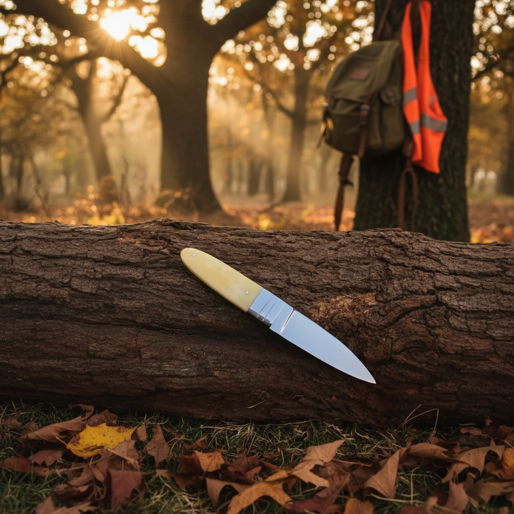 Needle Point Hunting Knife | D2 Steel | Camel Bone Handle