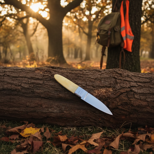 Needle Point Hunting Knife | D2 Steel | Camel Bone Handle